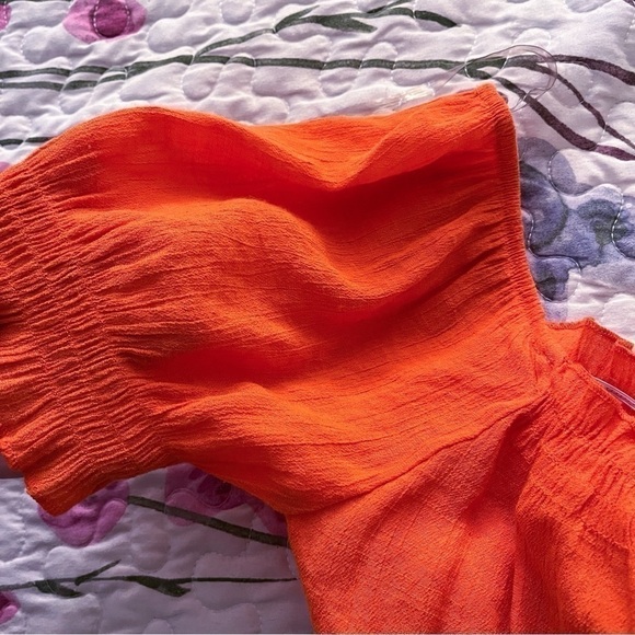 Timing Cropped Top Womens Small Orange Peasant Boho Soft Vibrant Colorful - Picture 3 of 9